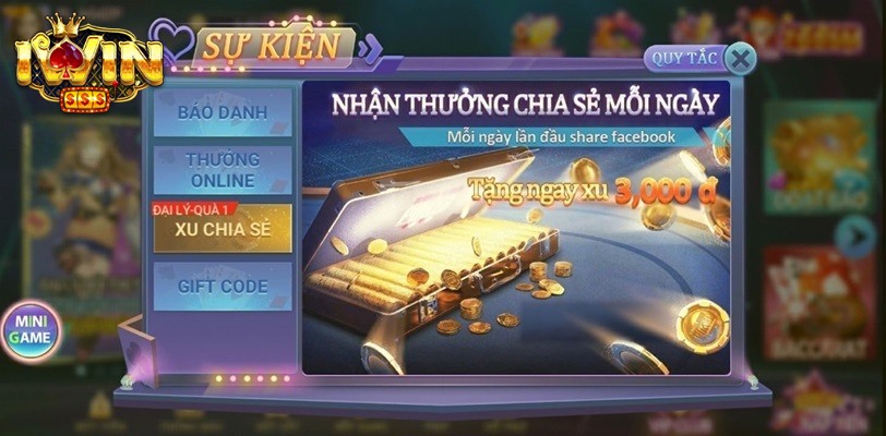 Khuyến mãi Iwin 2 Chia sẻ mỗi ngày nhận thưởng liền tay